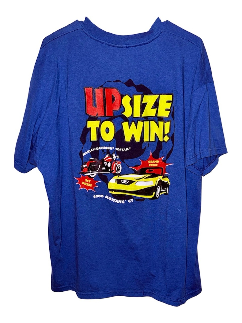 VTG 2000 Rally's Hamburgers Mustang Harley Davidson Promo T-Shirt XL fast food